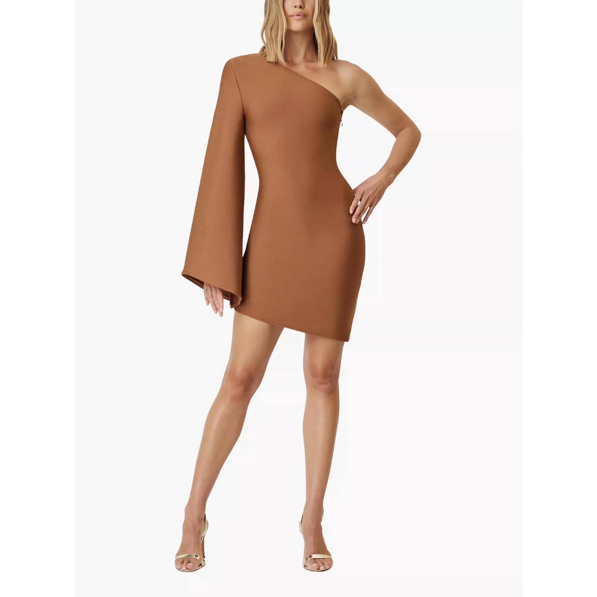 New Elliatt Riley Asymmetric Party Mini Dress In Bronze